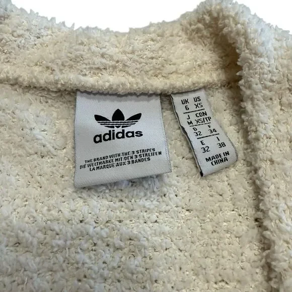 ADIDAS Originals Womens Velour Layering KIMONO Sz XS Wonder White Pockets Poly - Picture 10 of 14